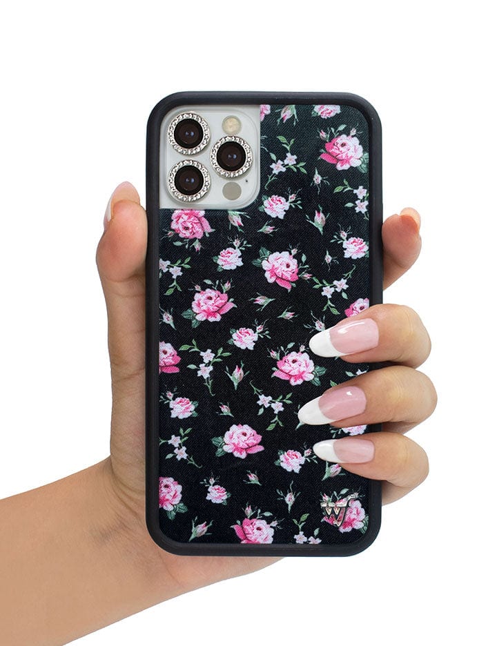 Wildflower Black and Pink Floral iPhone Case
