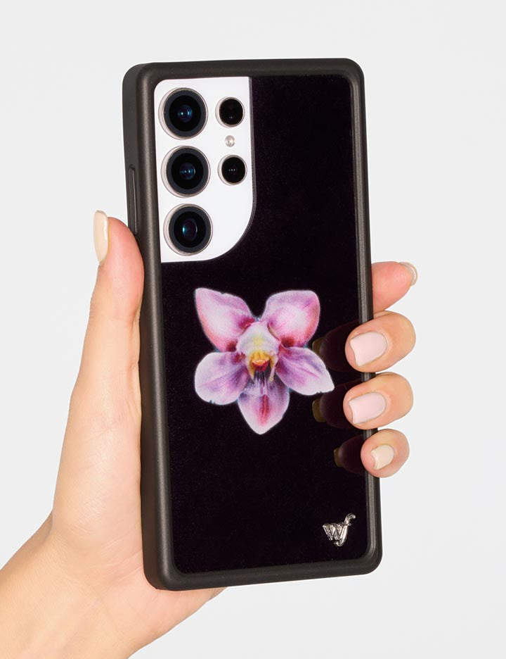 Wildflower Orchid | Black Samsung Galaxy Case