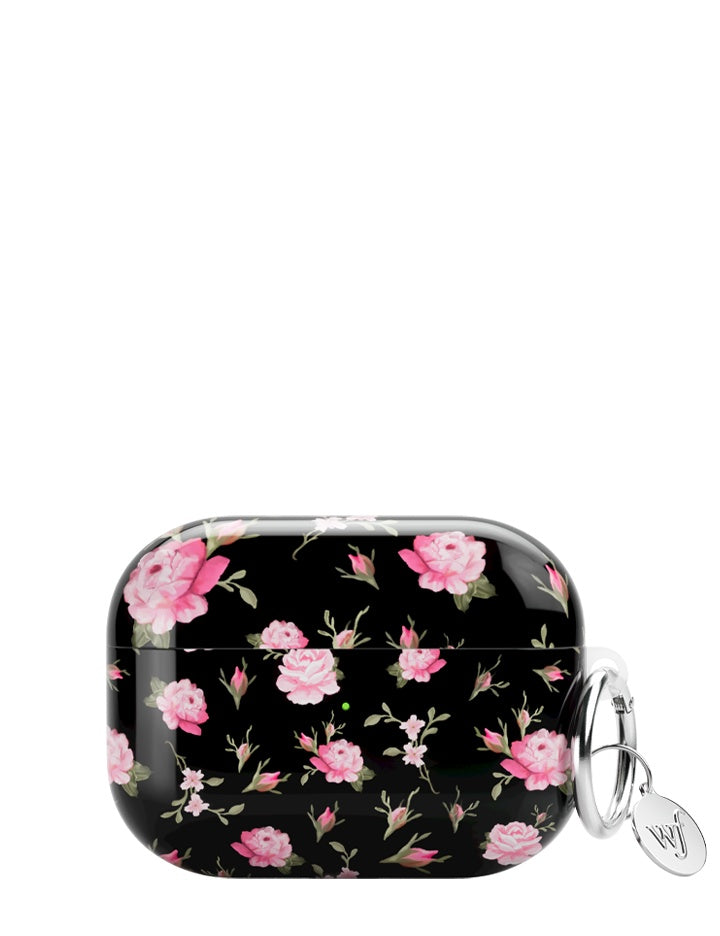 Wildflower Black and Pink Floral AirPods Case