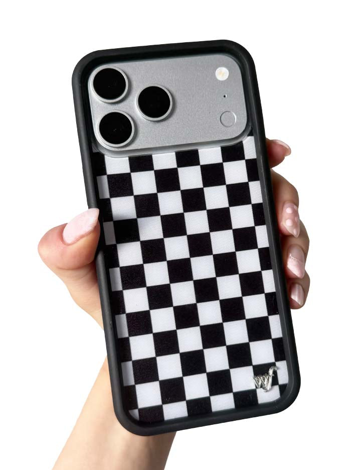 Wildflower Checkers | Black iPhone Case