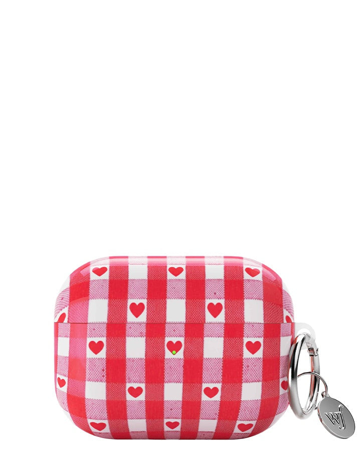 Wildflower Red Gingham Hearts AirPods Case