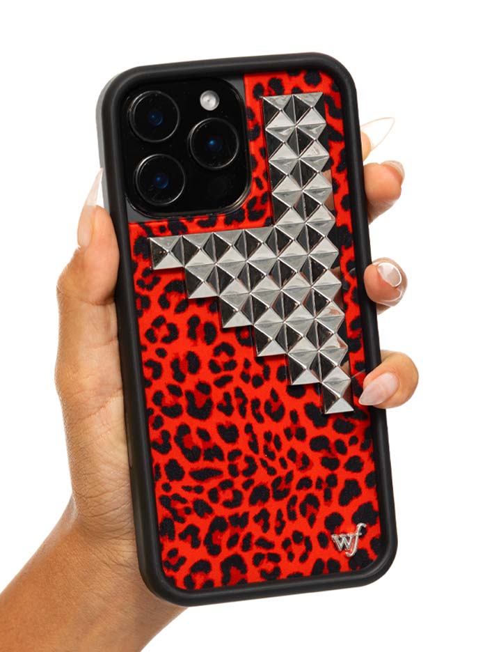 Wildflower Red Meow Stud iPhone Case