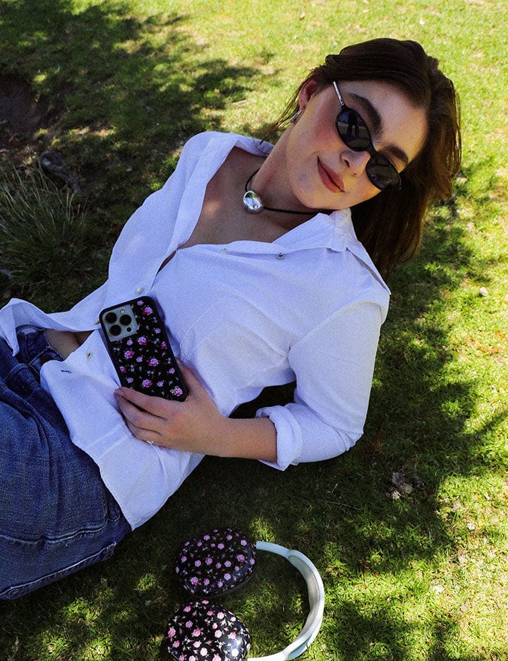 Wildflower Black and Pink Floral iPhone Case