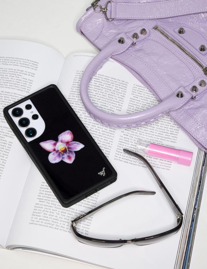 Wildflower Orchid | Black Samsung Galaxy Case