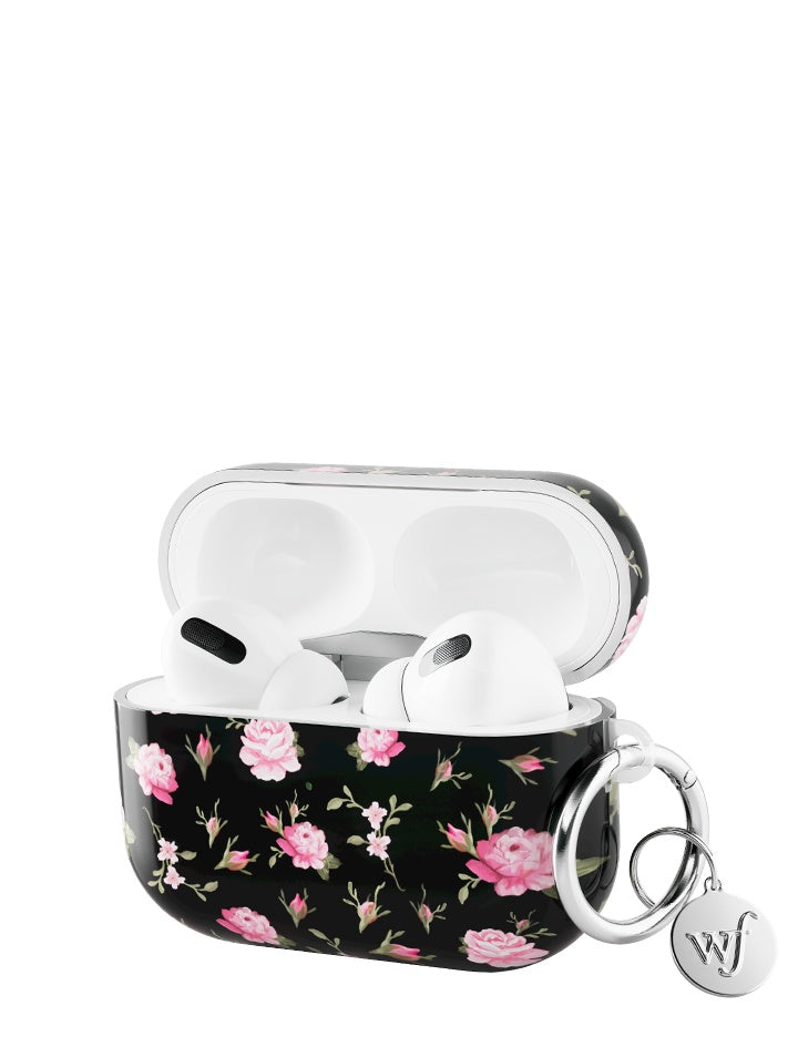 Wildflower Black and Pink Floral AirPods Case