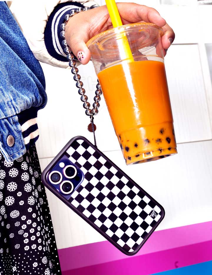 Wildflower Checkers | Black iPhone Case