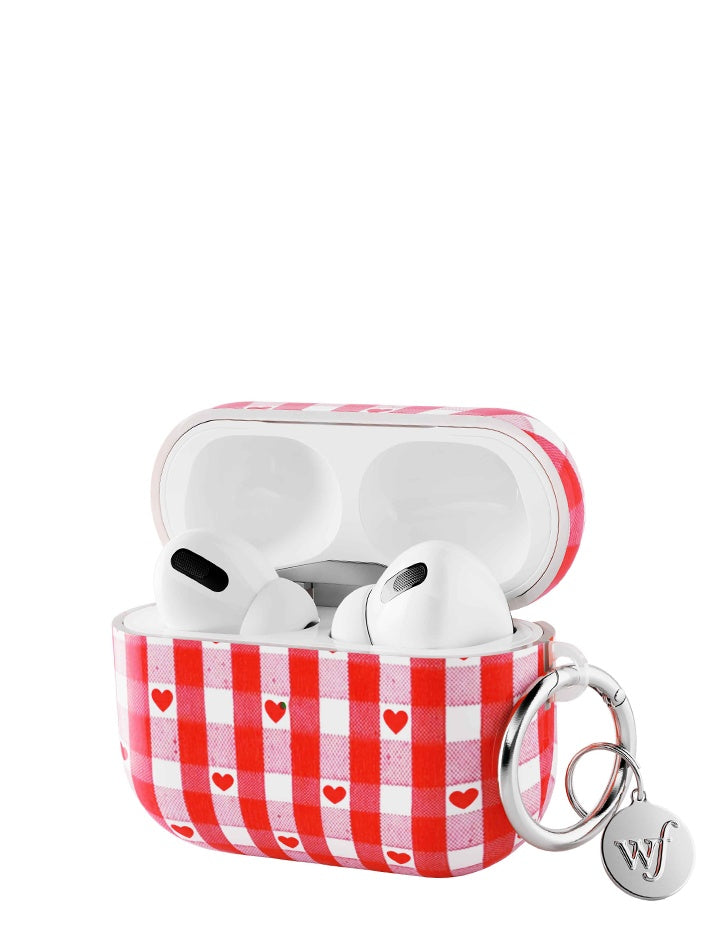 Wildflower Red Gingham Hearts AirPods Case