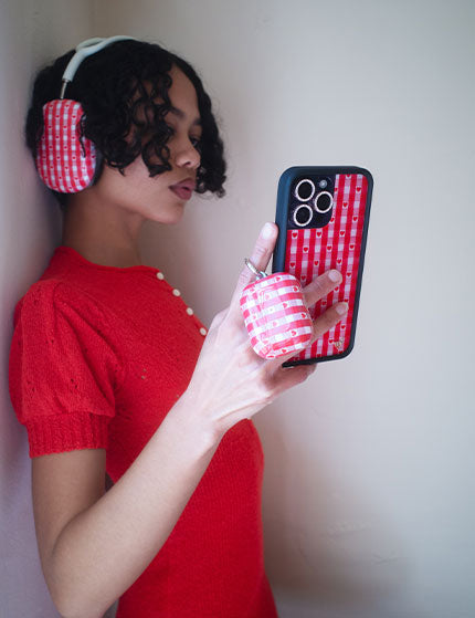 Wildflower Red Gingham Hearts AirPods Case