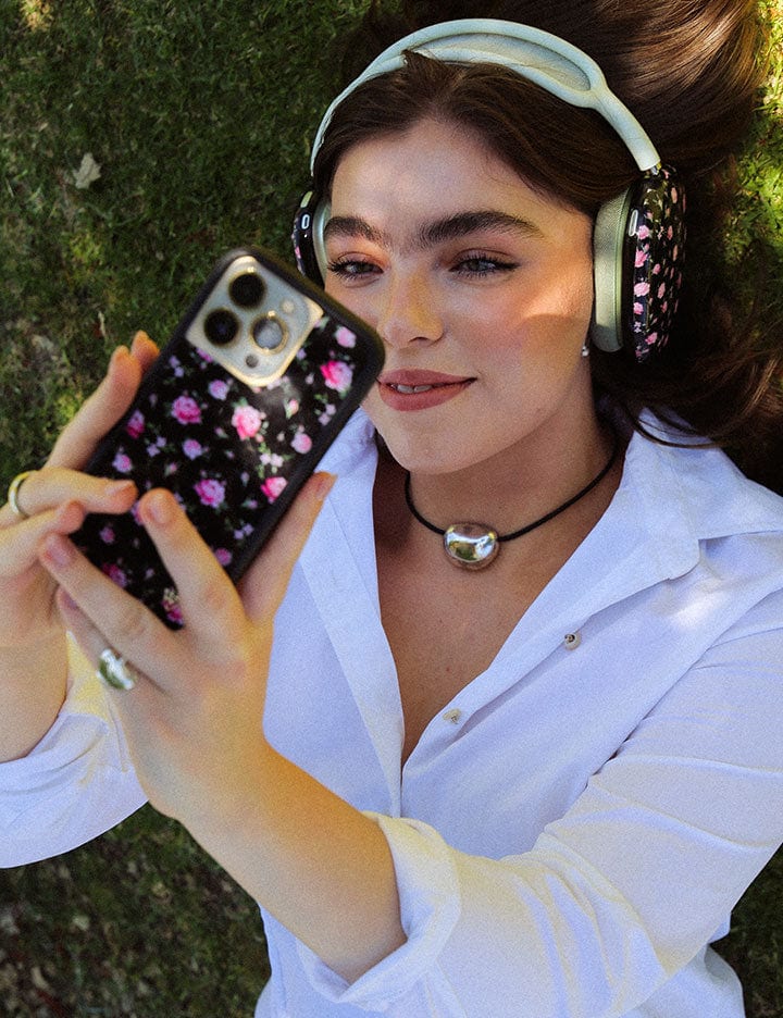 Wildflower Black and Pink Floral iPhone Case