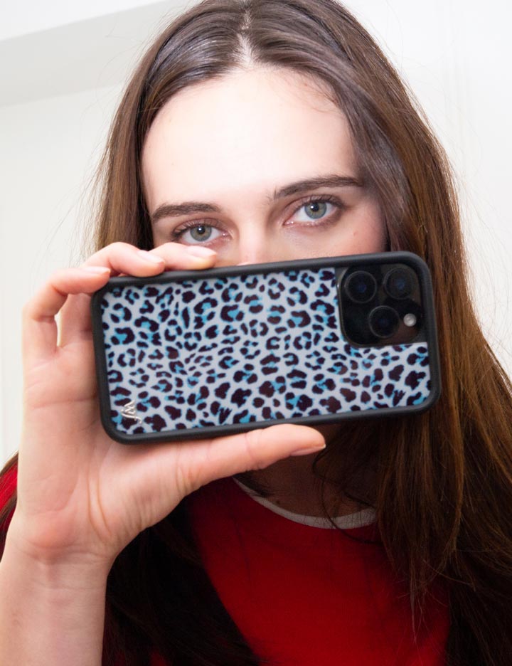 Wildflower Meow | Blue iPhone Case