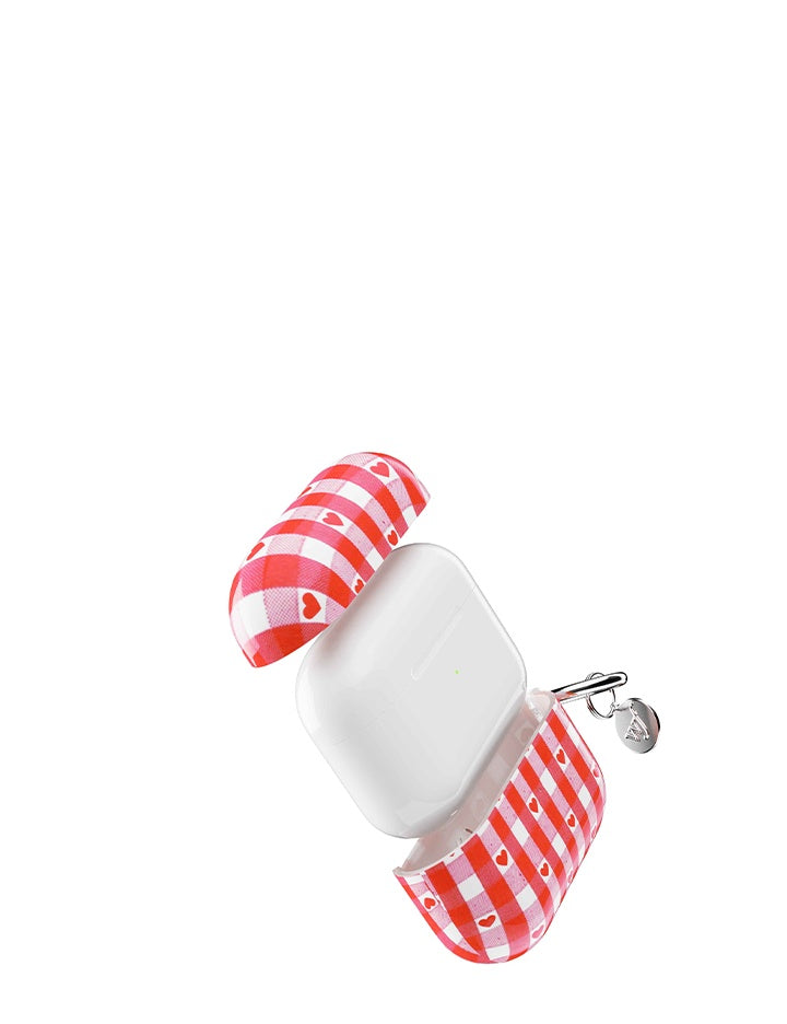 Wildflower Red Gingham Hearts AirPods Case