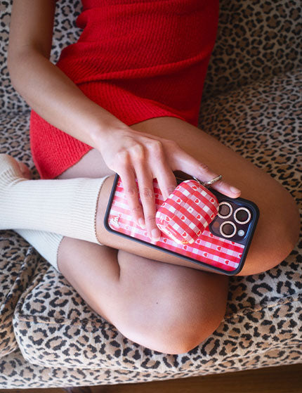Wildflower Red Gingham Hearts AirPods Case