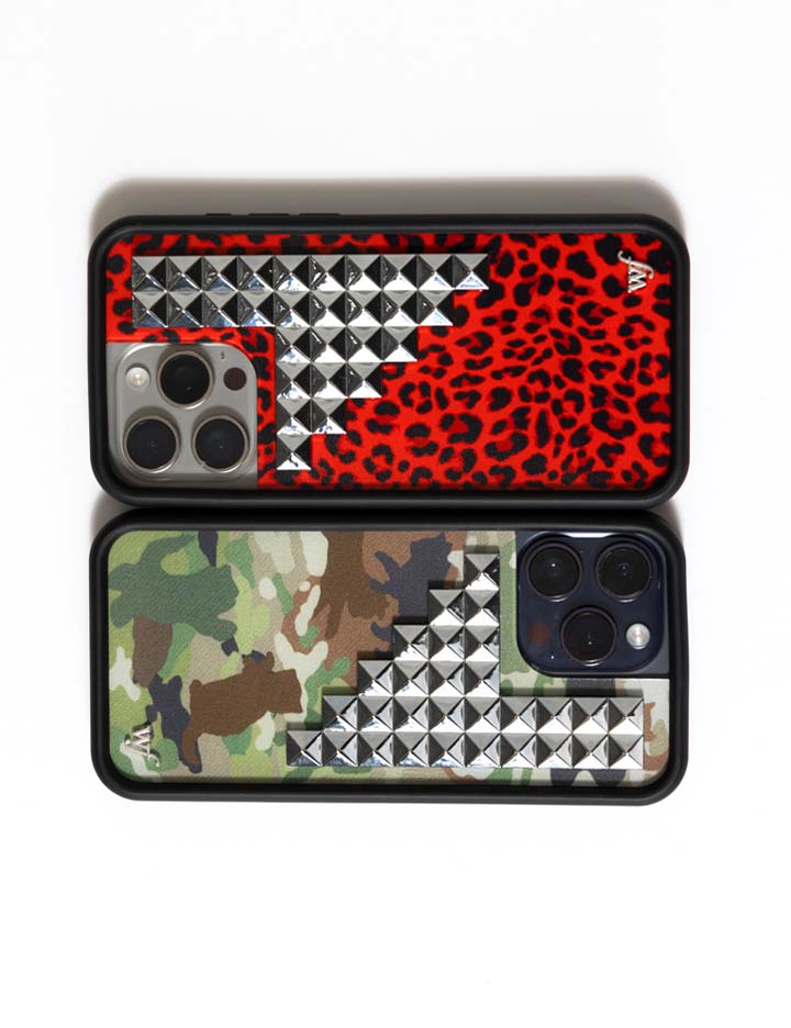 Wildflower Red Meow Stud iPhone Case