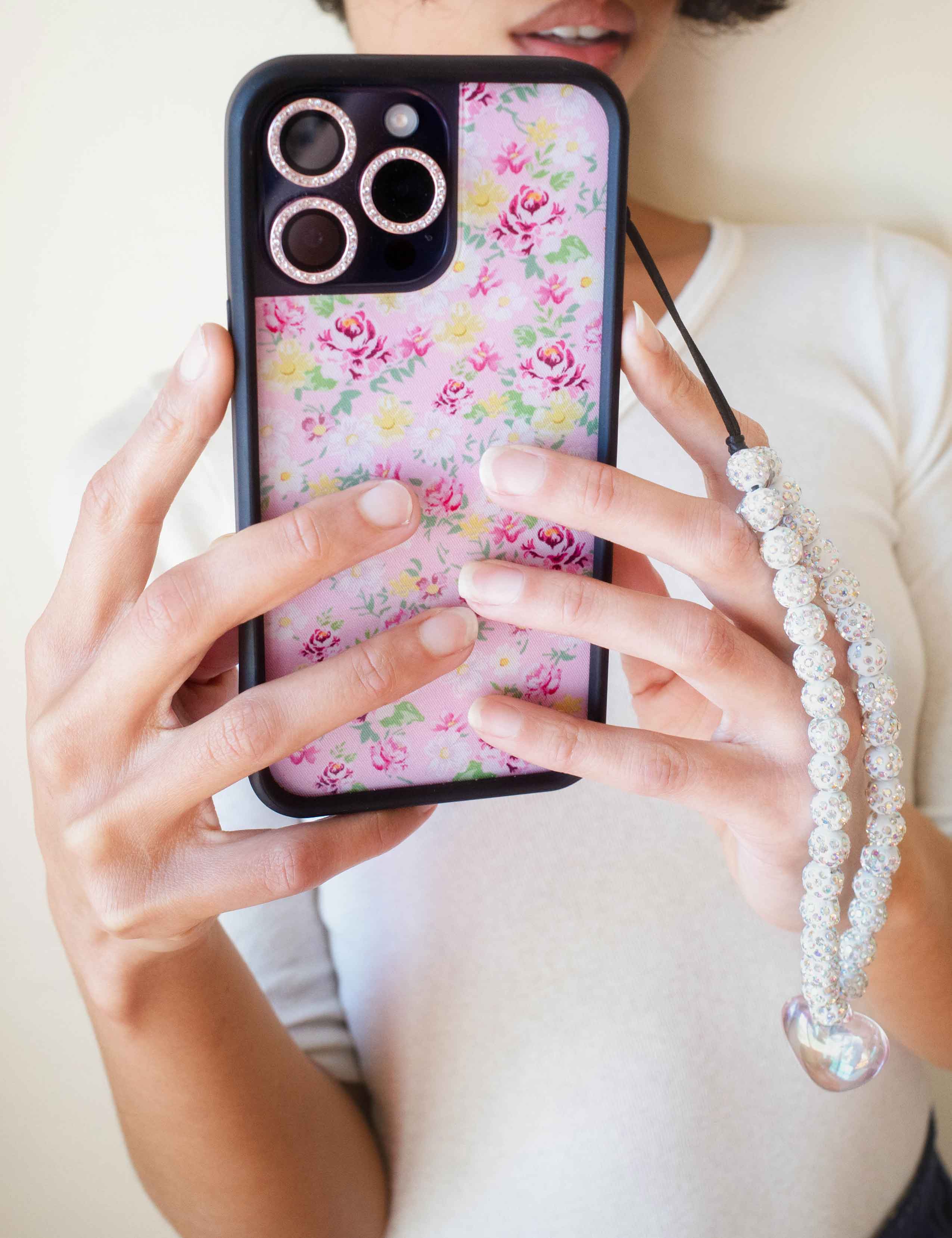 Wildflower Pink Heart Wristlet