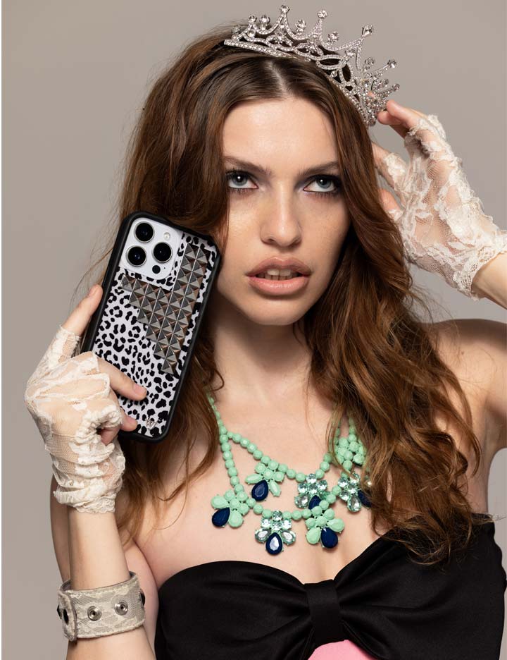 Wildflower Snow Meow Stud iPhone Case