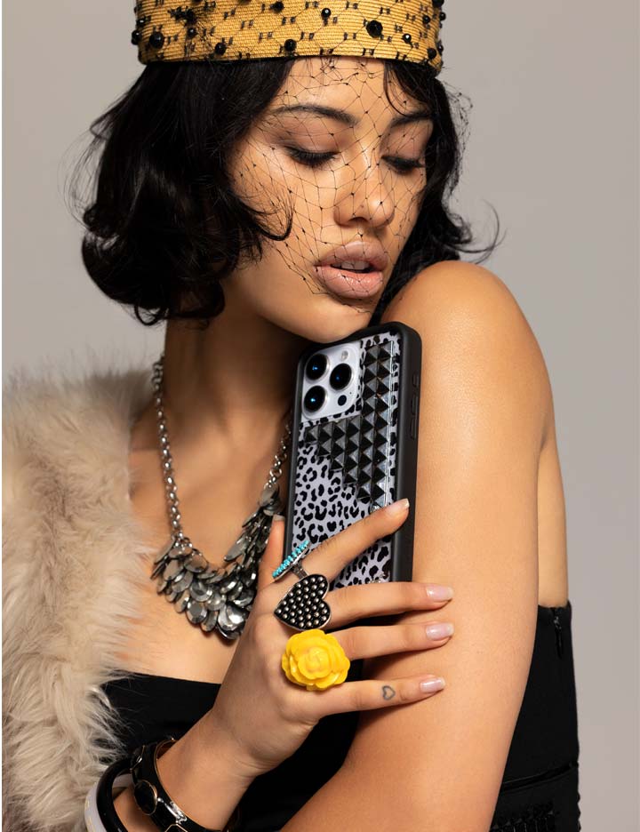 Wildflower Snow Meow Stud iPhone Case