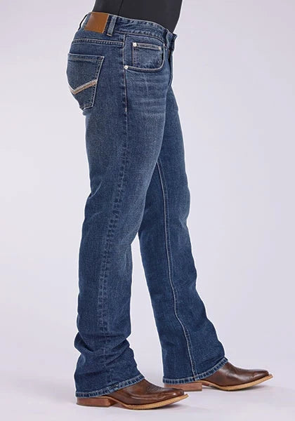 Jagger Stretch Fit V Pocket Deco (Medium Wash) Men's Bootcut Jeans by Tin Haul