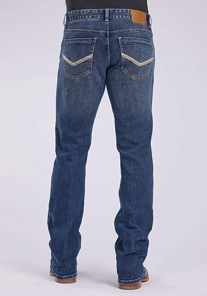Jagger Stretch Fit V Pocket Deco (Medium Wash) Men's Bootcut Jeans by Tin Haul