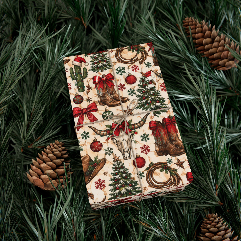 Longhorn & Lassos Christmas Wrapping Paper - Wild'n'Free American Exclusive!