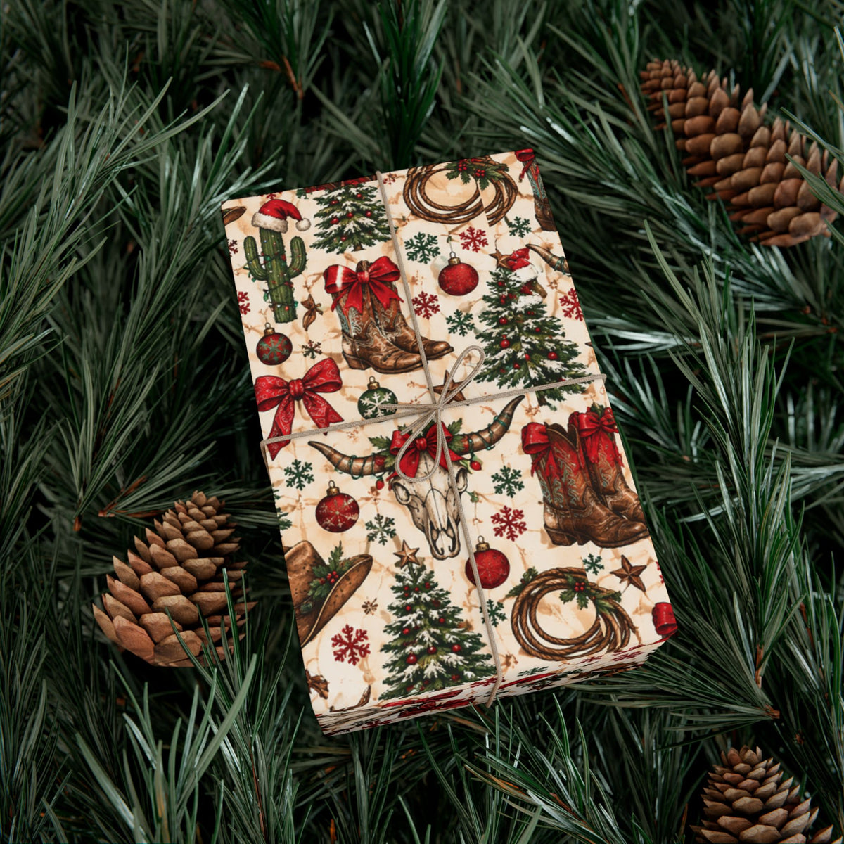 Longhorn & Lassos Christmas Wrapping Paper - Wild'n'Free American Exclusive!