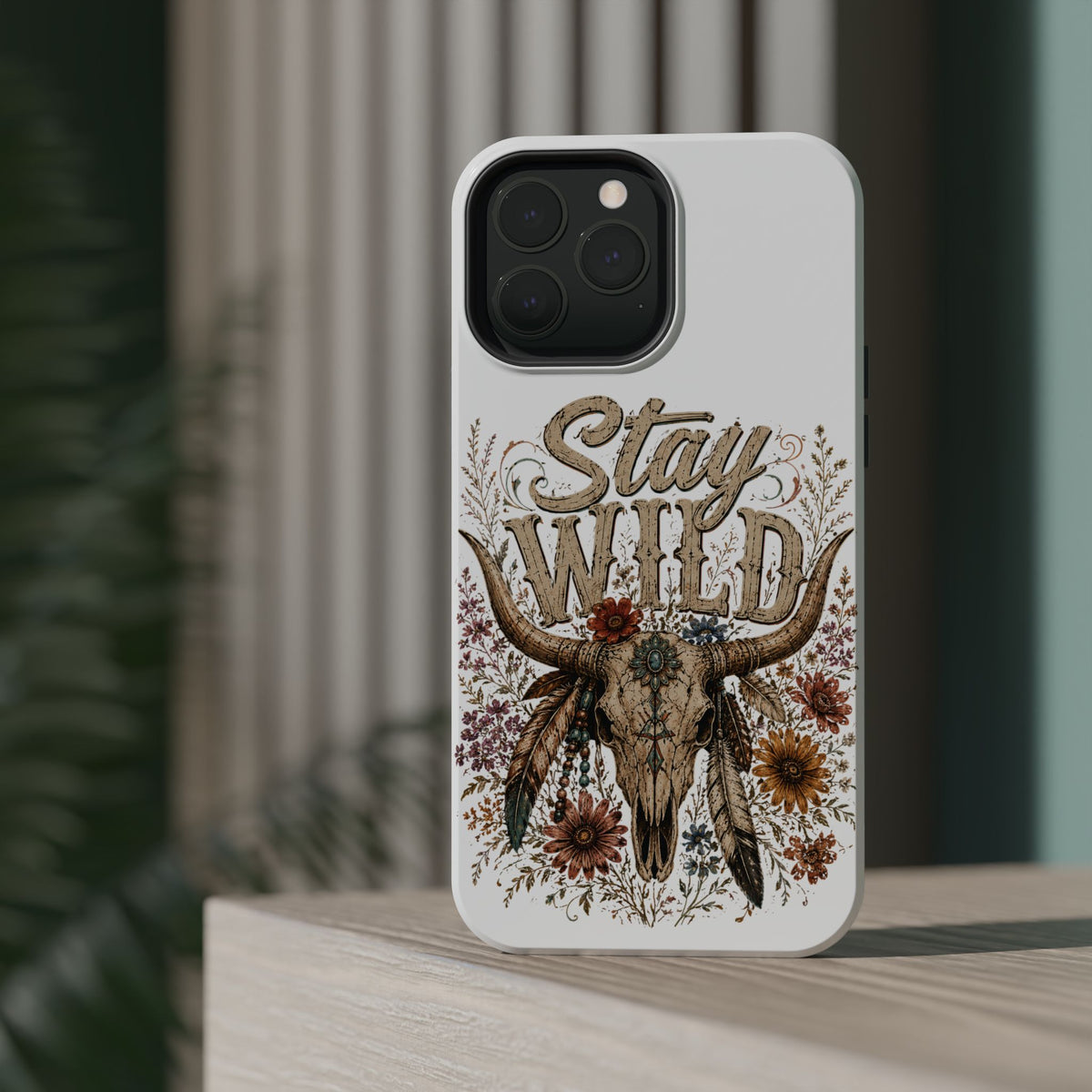Stay Wild Phone Case — Boho Skull Floral Magnetic Impact-Resistant Case -Wild'n'Free American Exclusive!