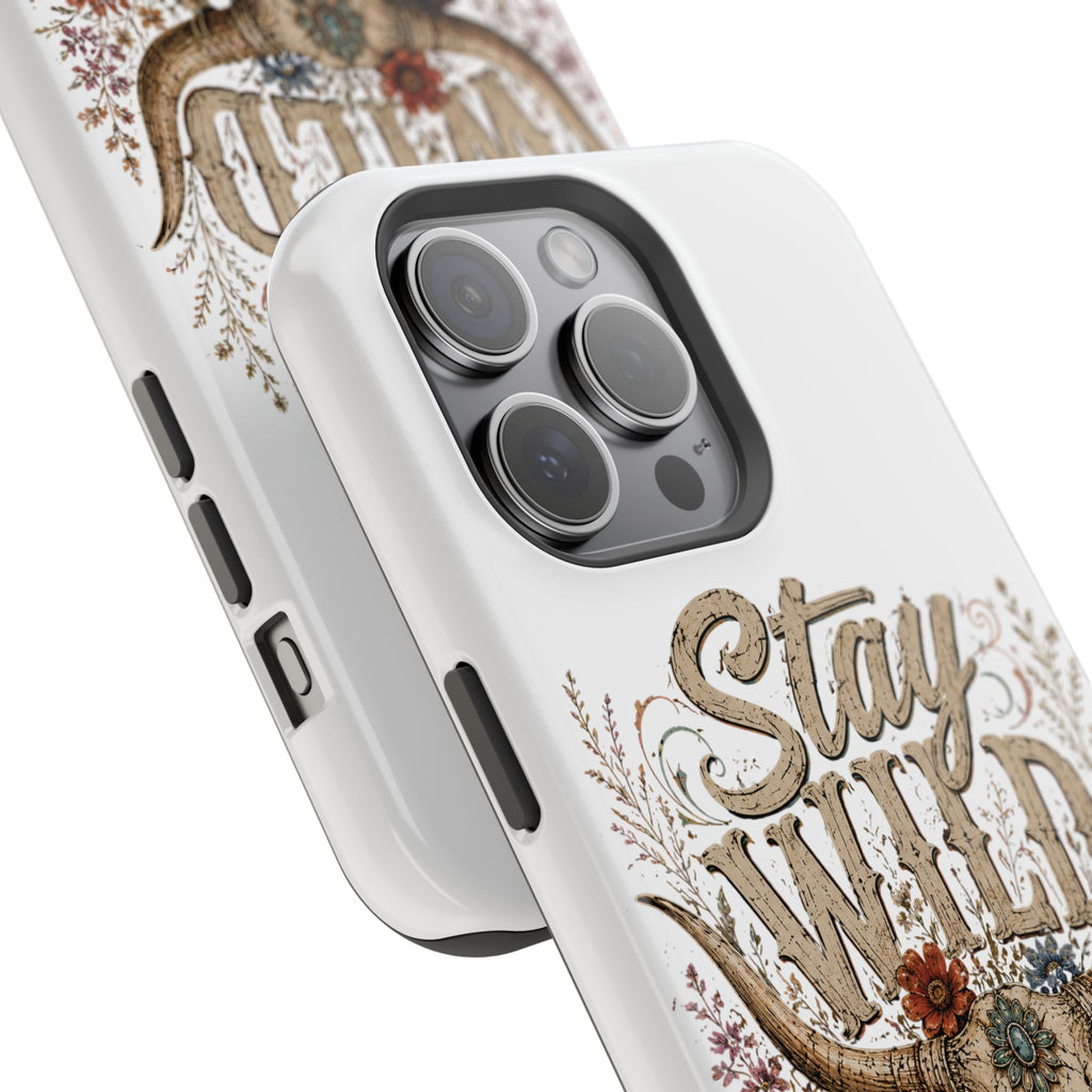 Stay Wild Phone Case — Boho Skull Floral Magnetic Impact-Resistant Case -Wild'n'Free American Exclusive!