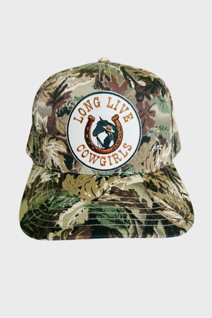 Long Live Cowgirls  // Embroidered Patch on Camo Structured Cap