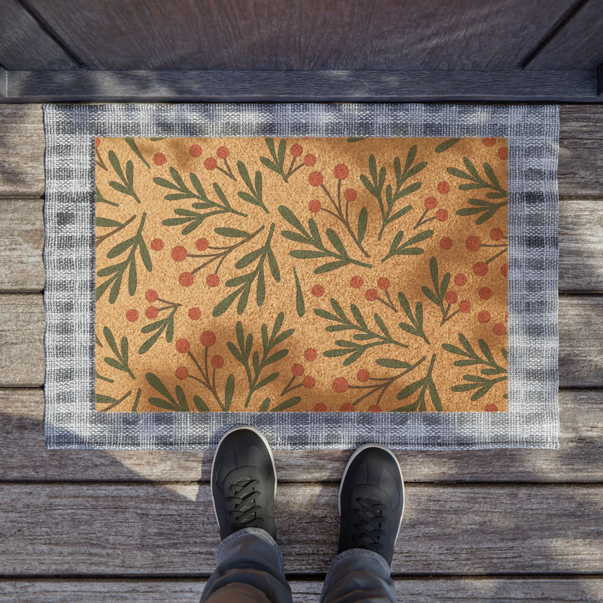 Holiday Berry Branch Doormat