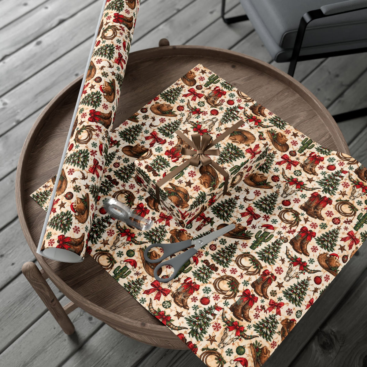 Longhorn & Lassos Christmas Wrapping Paper - Wild'n'Free American Exclusive!