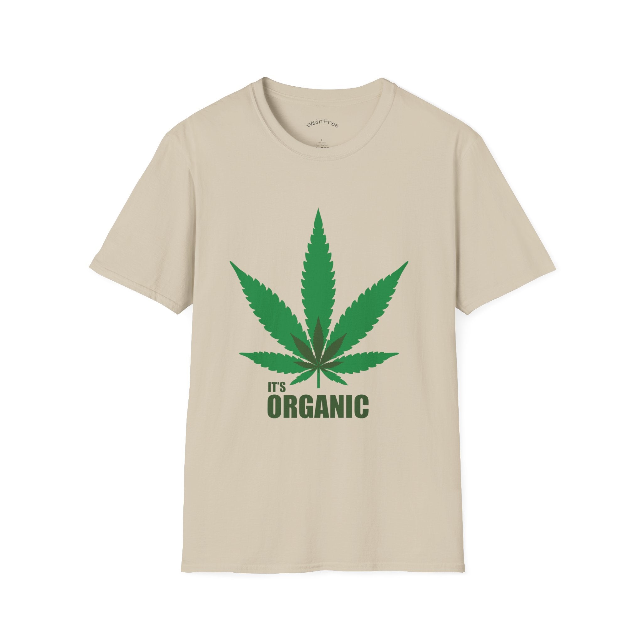 Wild'n'Free Cannabis Leaf T-Shirt – "It's Organic" Graphic Tee
