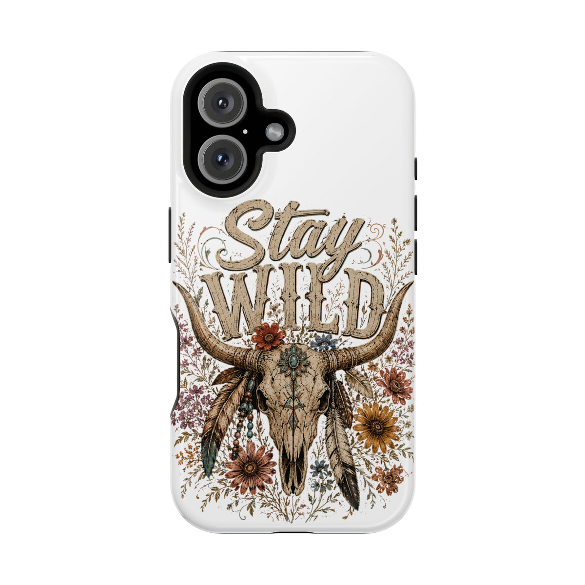 Stay Wild Phone Case — Boho Skull Floral Magnetic Impact-Resistant Case -Wild'n'Free American Exclusive!
