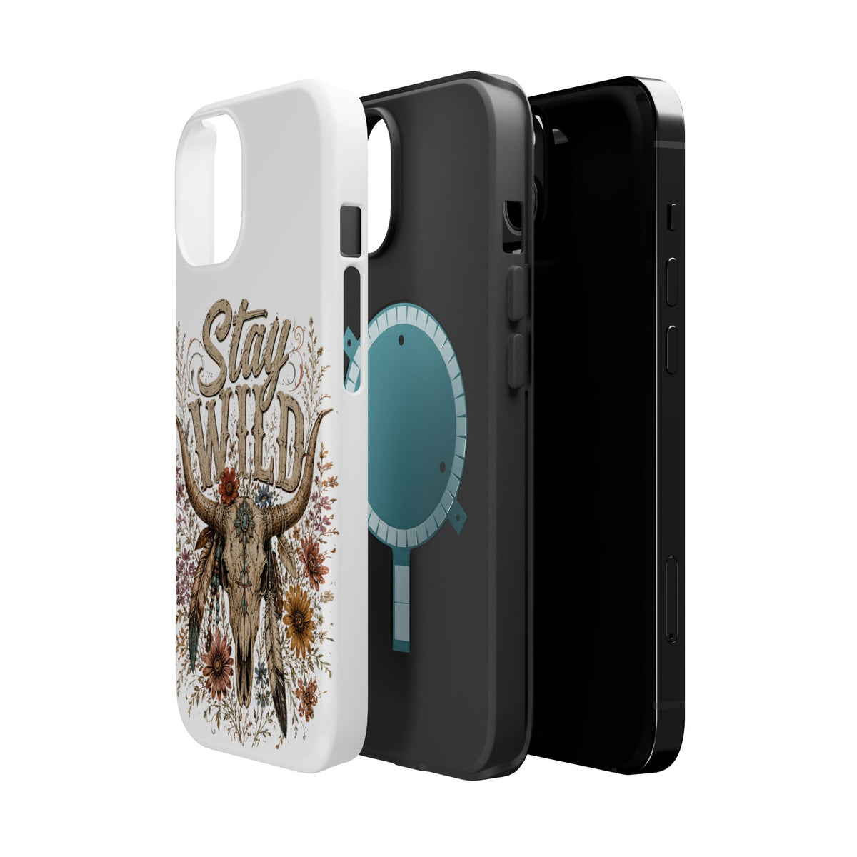 Stay Wild Phone Case — Boho Skull Floral Magnetic Impact-Resistant Case -Wild'n'Free American Exclusive!