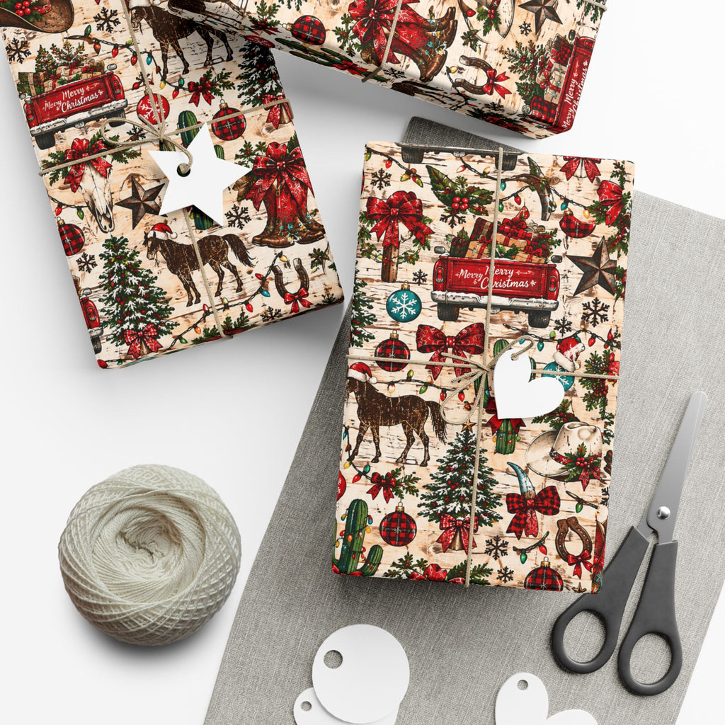 Pick-up Trucks & Horses Christmas Wrapping Paper - WIld'n'Free American Exclusive!