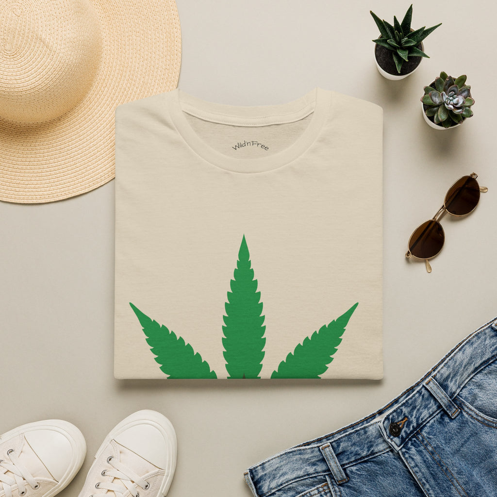 Wild'n'Free Cannabis Leaf T-Shirt – "It's Organic" Graphic Tee
