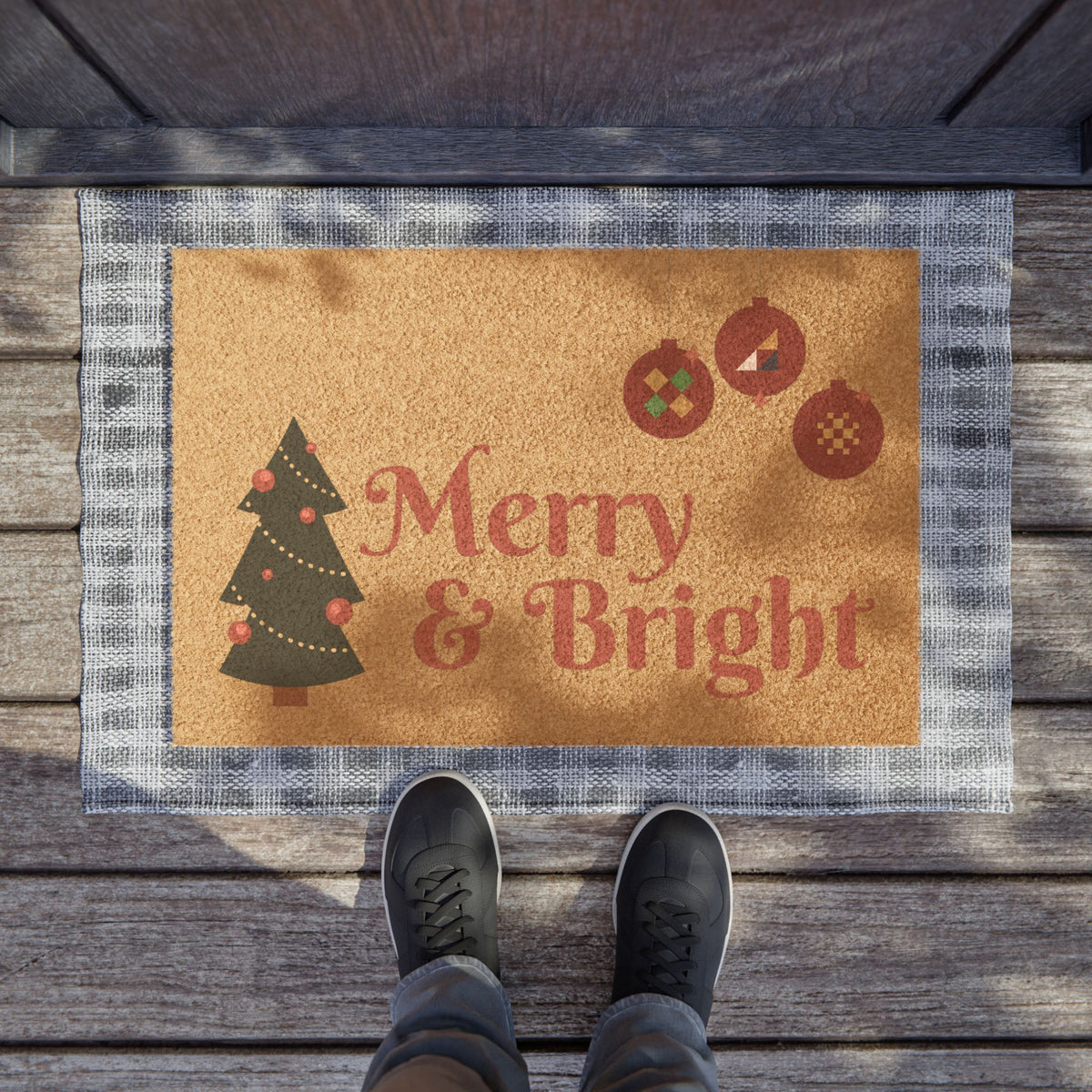 Merry & Bright Christmas Welcome Mat