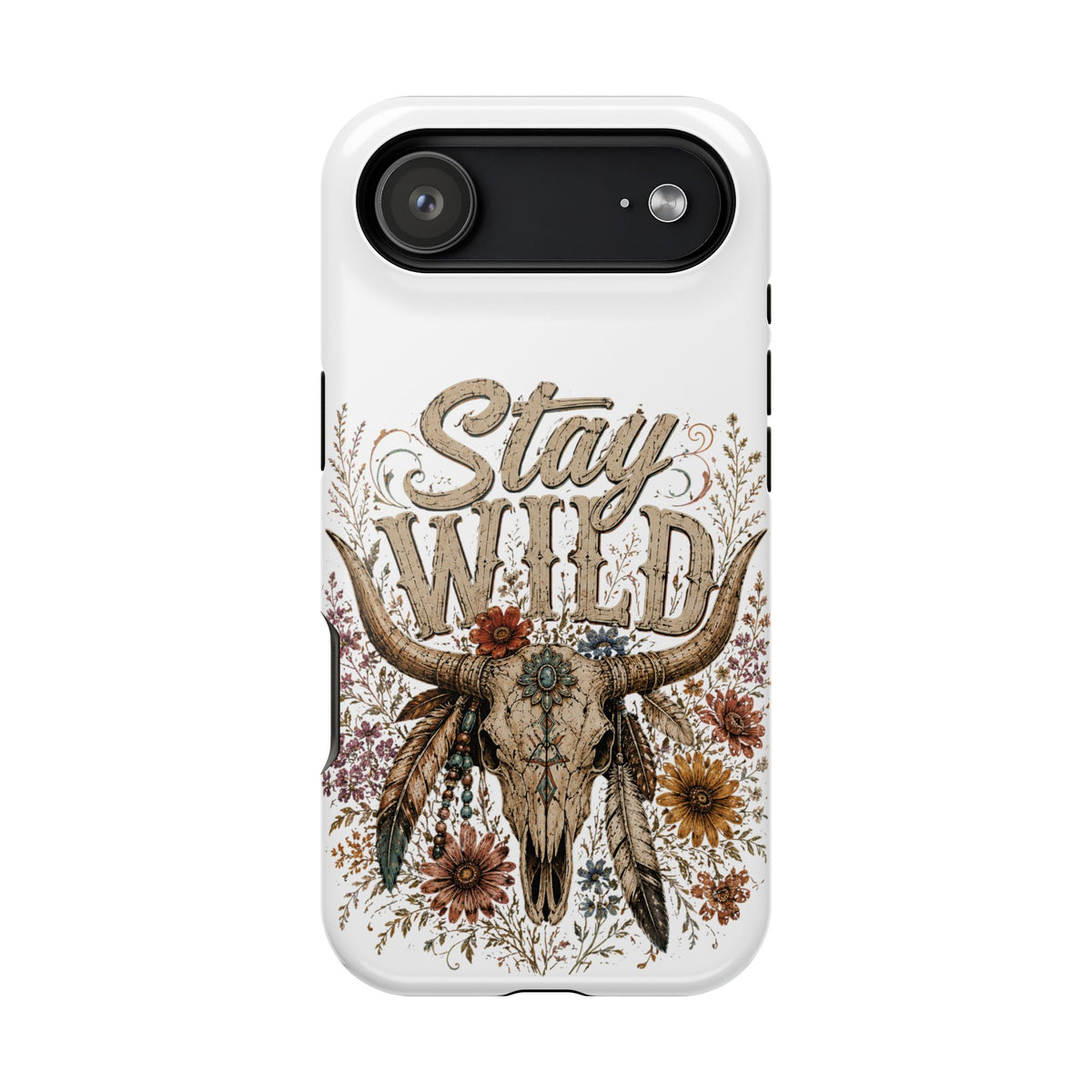 Stay Wild Phone Case — Boho Skull Floral Magnetic Impact-Resistant Case -Wild'n'Free American Exclusive!