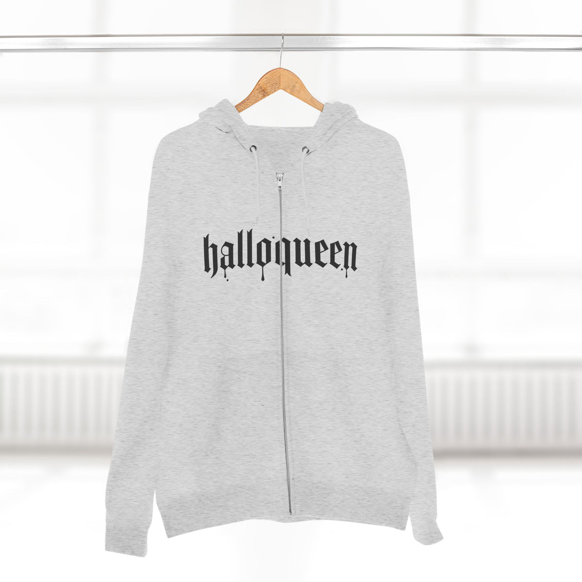 Halloqueen — Cute But Creepy Halloween Zip-Up Women's Grey Hoodie - WIld'n'Free Exclusive!