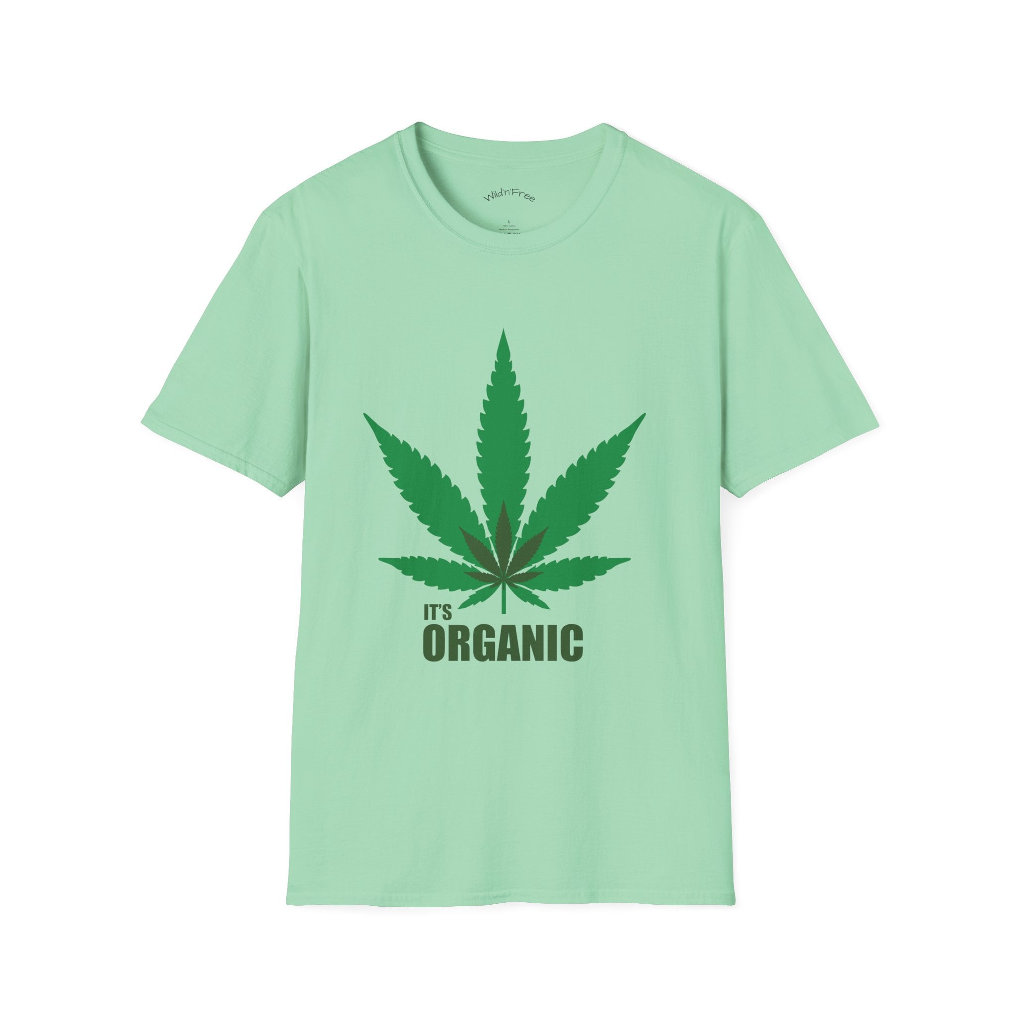 Wild'n'Free Cannabis Leaf T-Shirt – "It's Organic" Graphic Tee