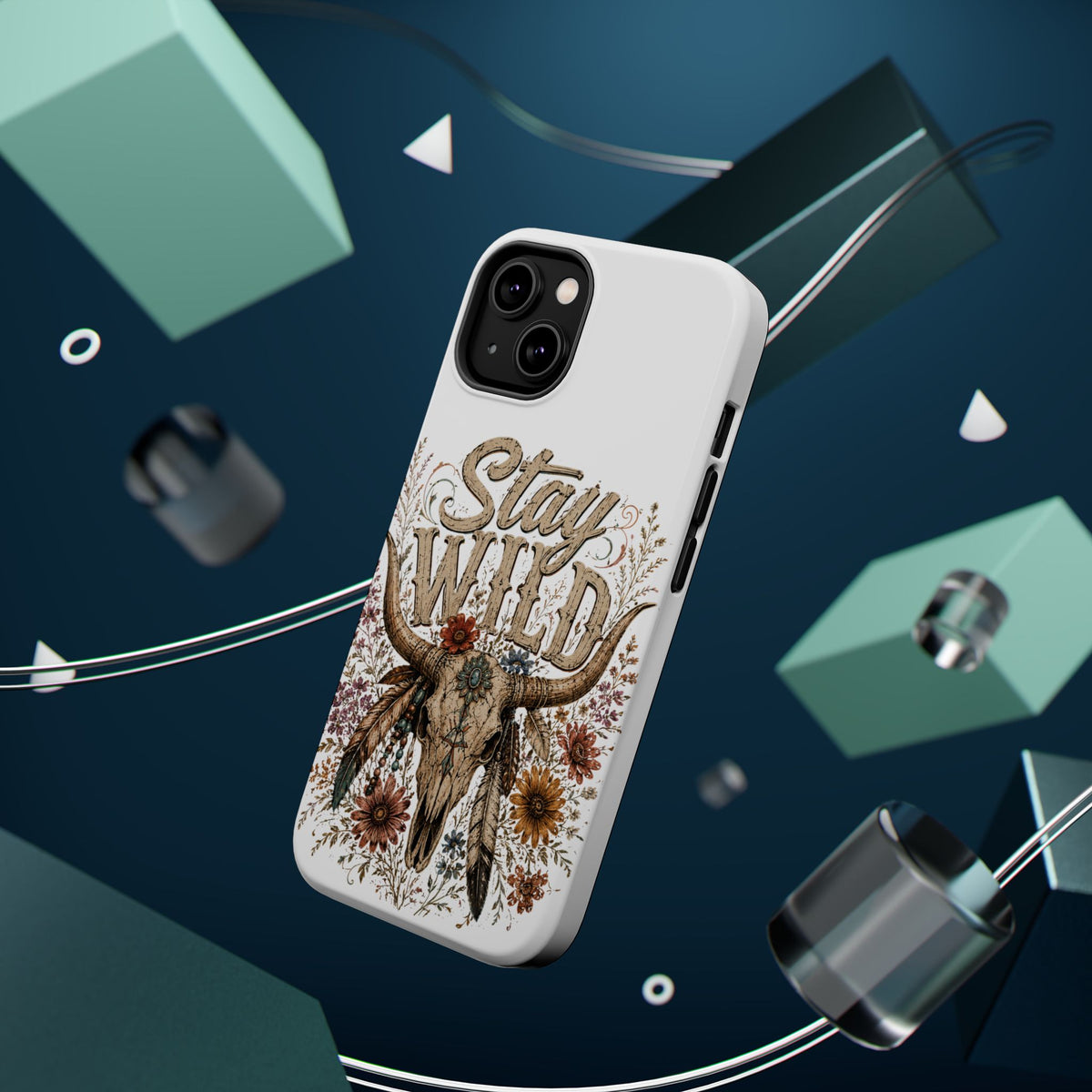 Stay Wild Phone Case — Boho Skull Floral Magnetic Impact-Resistant Case -Wild'n'Free American Exclusive!