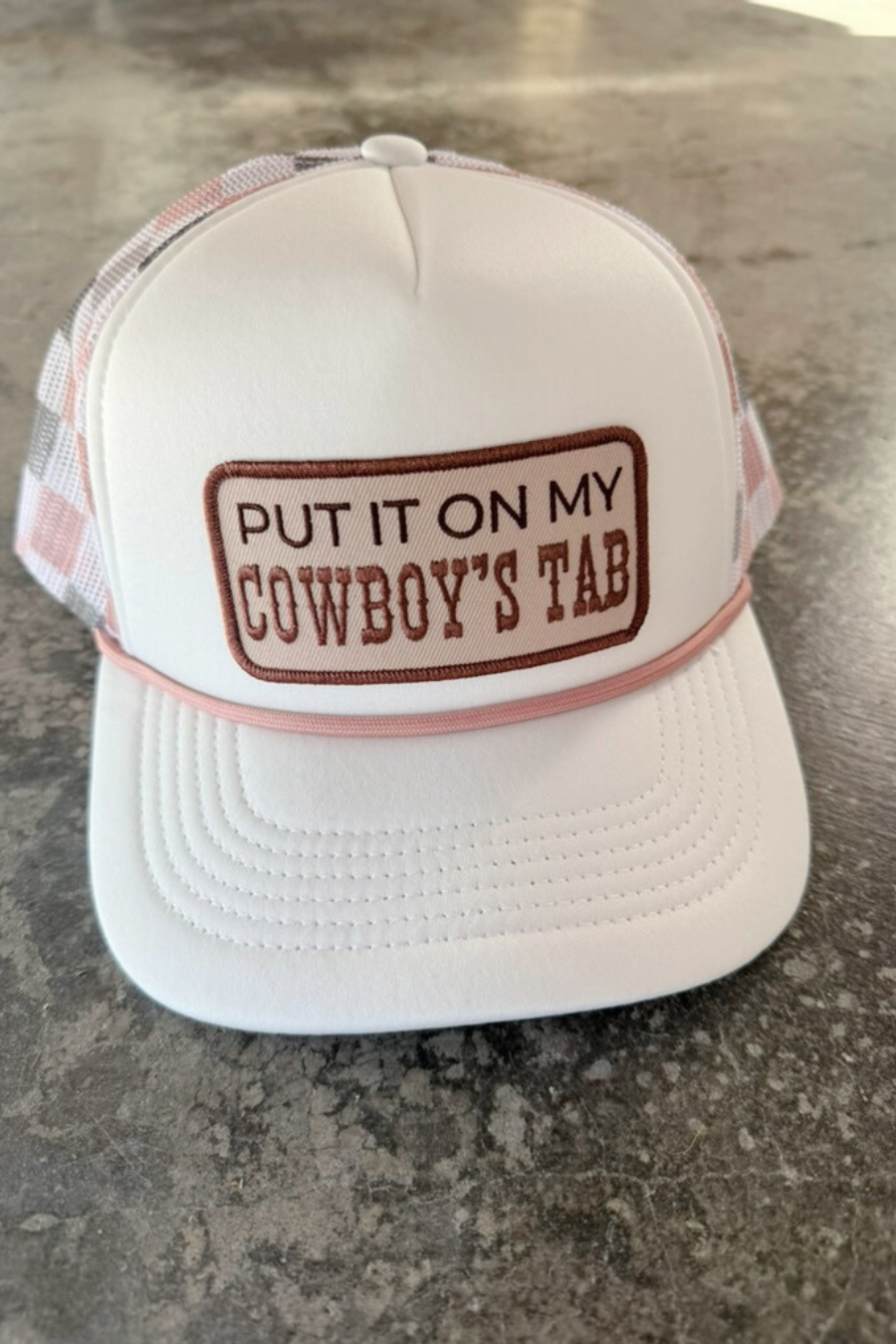 Put it on my Cowboys Tab // Embroidered Patch on Checkered Hat