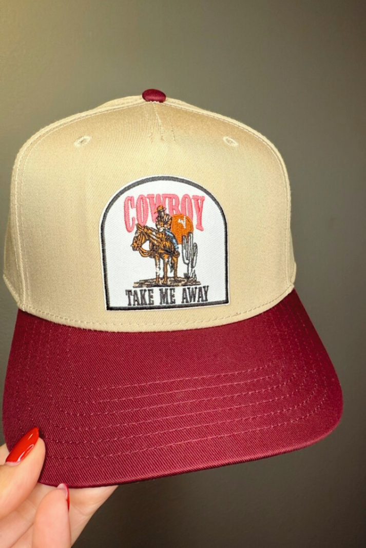 Cowboy Take Me Away Embroidered Patch Hat