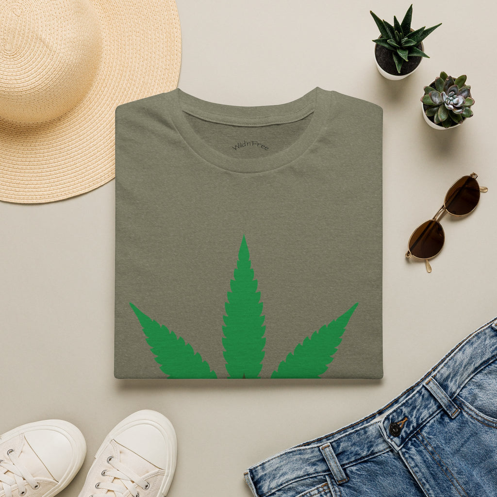 Wild'n'Free Cannabis Leaf T-Shirt – "It's Organic" Graphic Tee