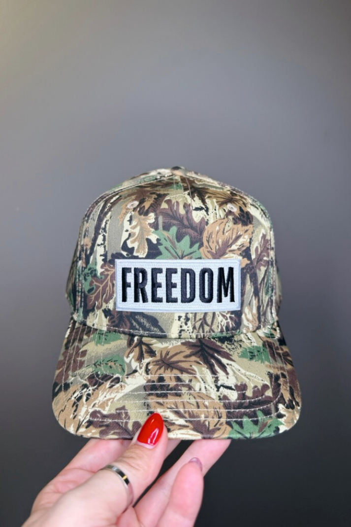 FREEDOM -  Embroidered Patch on Camo Structured Cap