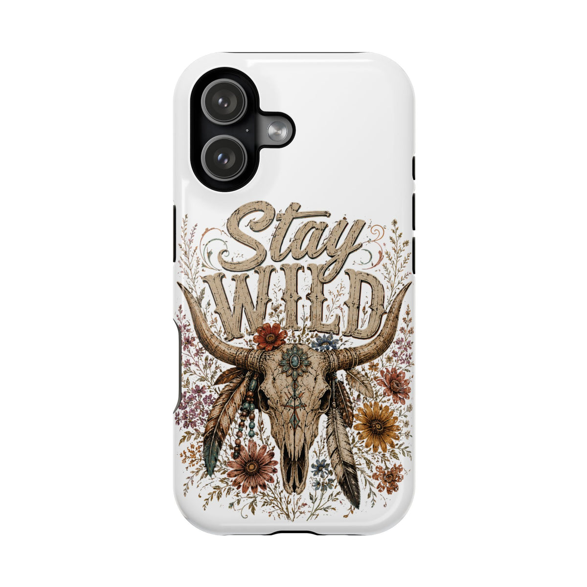 Stay Wild Phone Case — Boho Skull Floral Magnetic Impact-Resistant Case -Wild'n'Free American Exclusive!