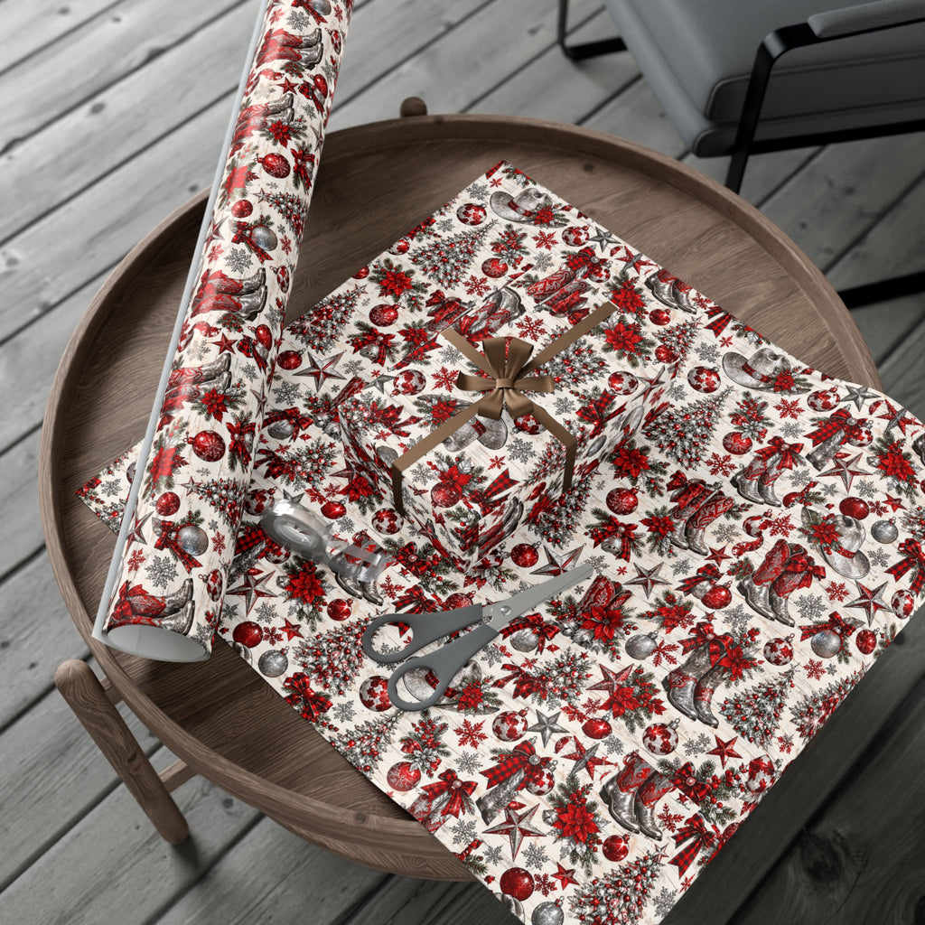 Red & Silver Cowboy Boots & Trees Wrapping Paper - Wild'n'Free American Exclusive!