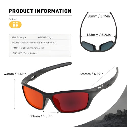 Polarized Impact-Resistant Glasses for Fishing, Cycling & Shooting