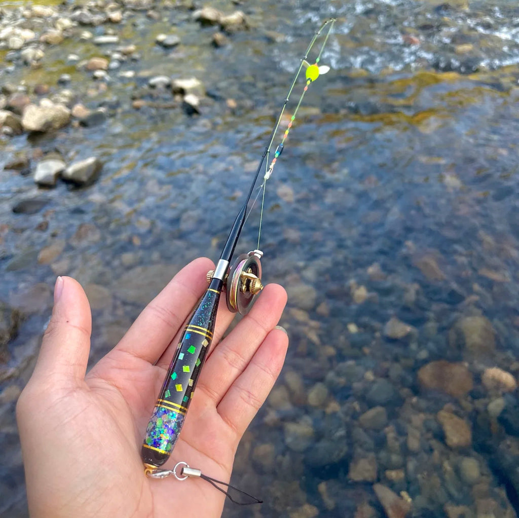 Handmade 38 cm Micro Fishing Rod with Mini Reel