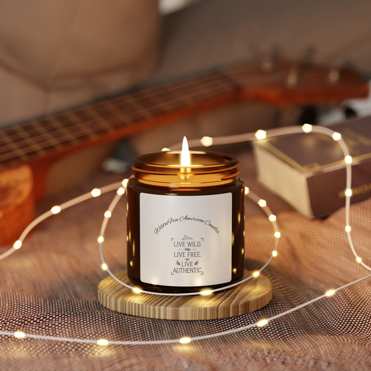 Wild'n'Free American Soy Candle Amber Jar — "Live Wild, Live Free, Live Authentic" Scented Candle