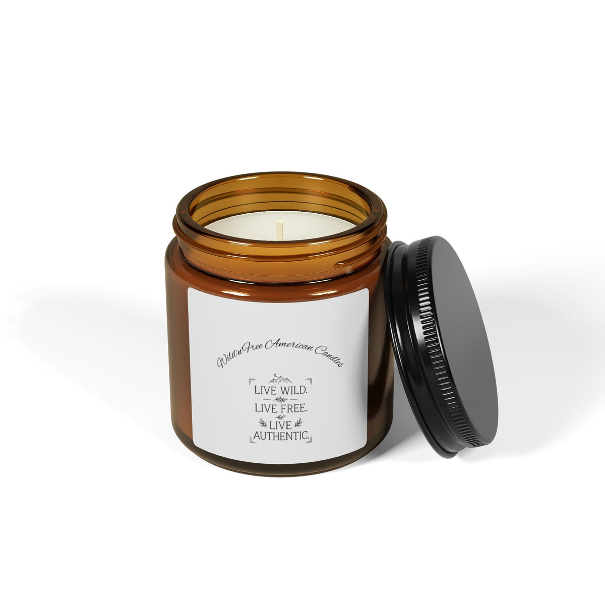 Wild'n'Free American Soy Candle Amber Jar — "Live Wild, Live Free, Live Authentic" Scented Candle