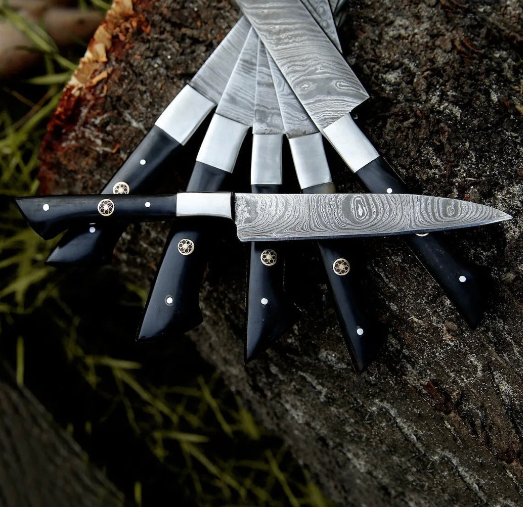 Knife Sets for Kitchen – 13" Handmade Damascus Steel Chef Knife with Epoxy Resin Handle & Leather Sheath